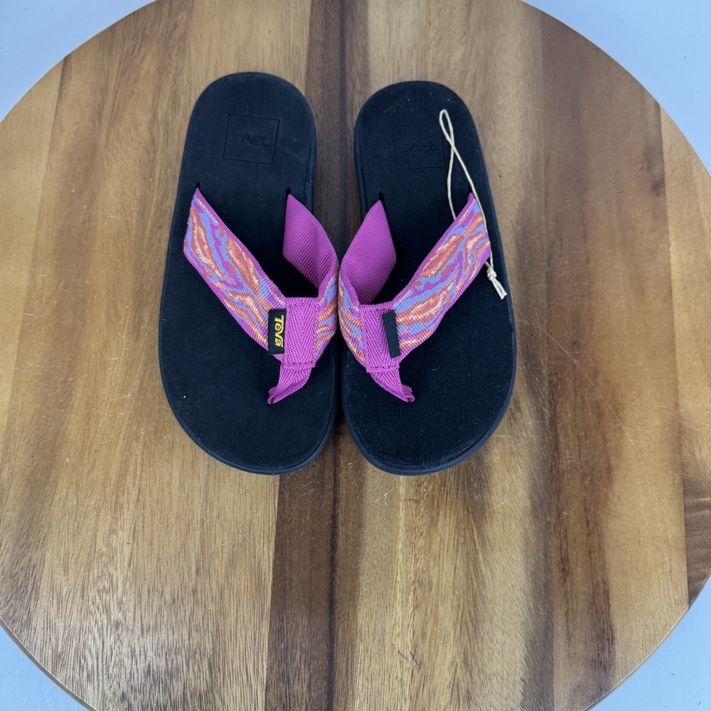 New Big Kids Teva Voya Shifting Layers Pink Multi‎ Casual Thong Sandals Size 1 Y